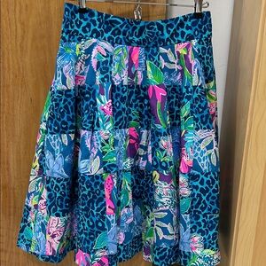 Vibrant Lily Pulitzer Blue and Pink Patterned Skirt